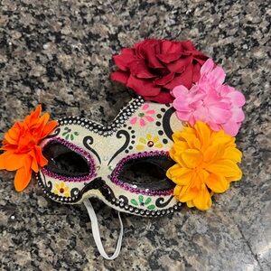 Festive Floral Sequin Masquerade Mask - Multicolor Day of the Dead